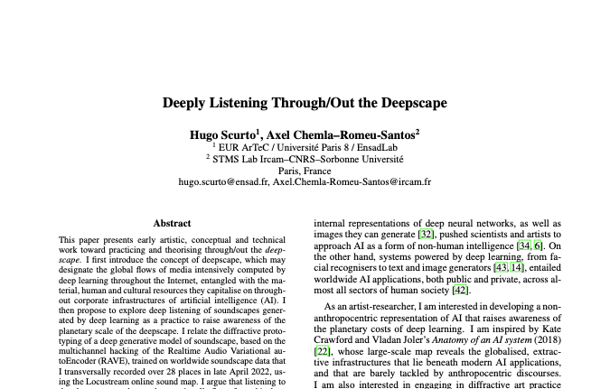 Deeply Listening Through/Out the Deepscape